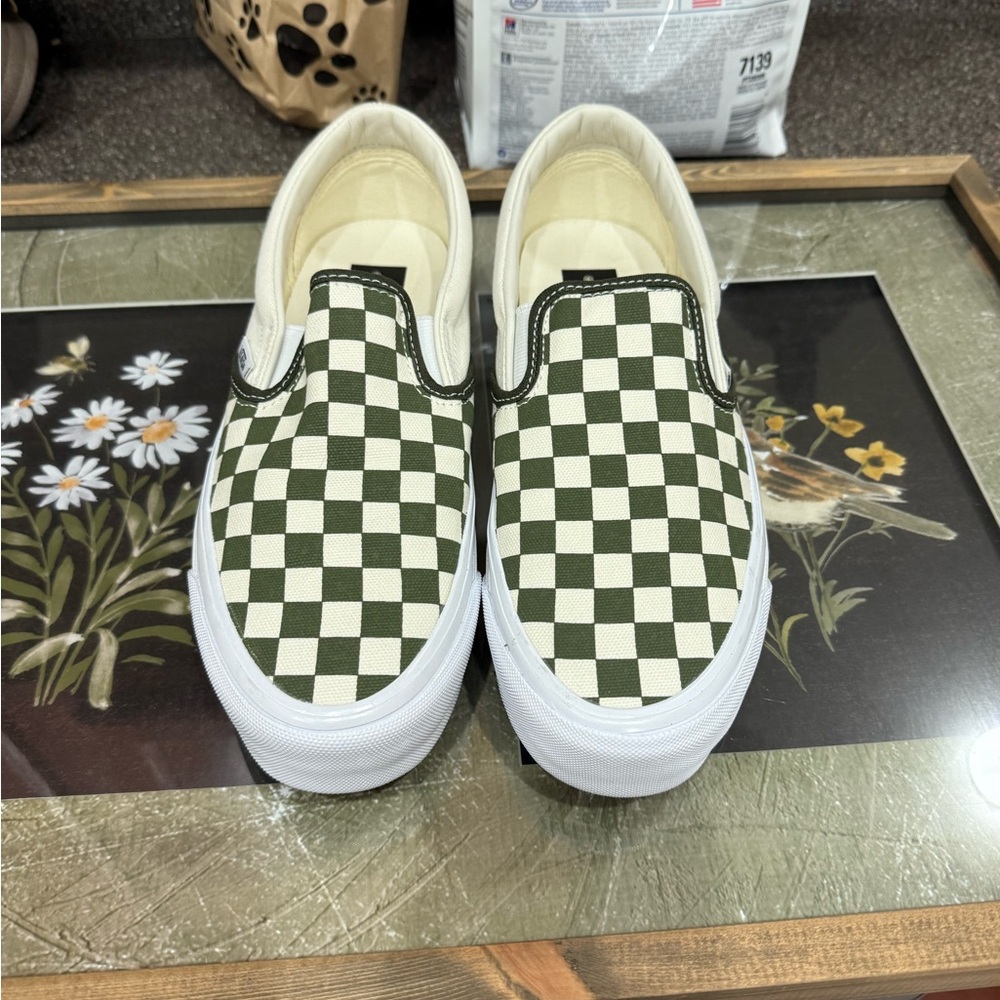 Vans green and white checkered